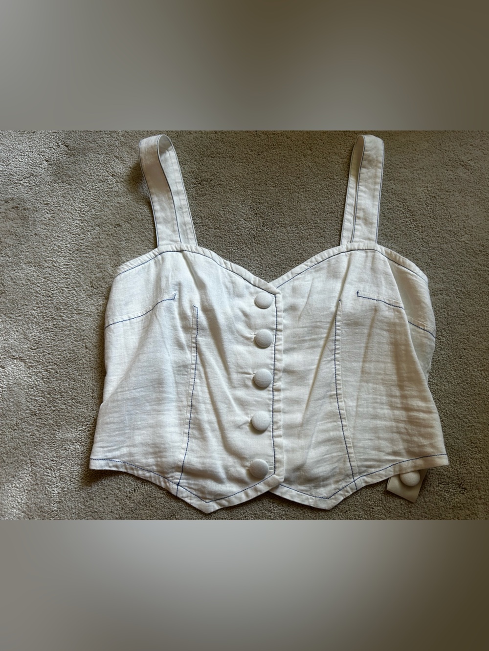 Anthropologie Maeve White Button-Front Crop Bustier
